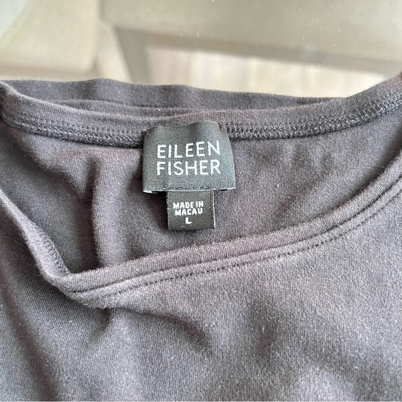 Eileen Fisher 100% Cotton Thick Basic Black Crew Neck Tee Shirt - Picture 3 of 7